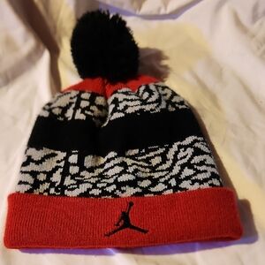 Nike Kids' Red and Black Patterned Beanie